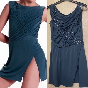 Weissman solo dance costume blue Smocked rhinestoned Wrong Direction 17911 MA